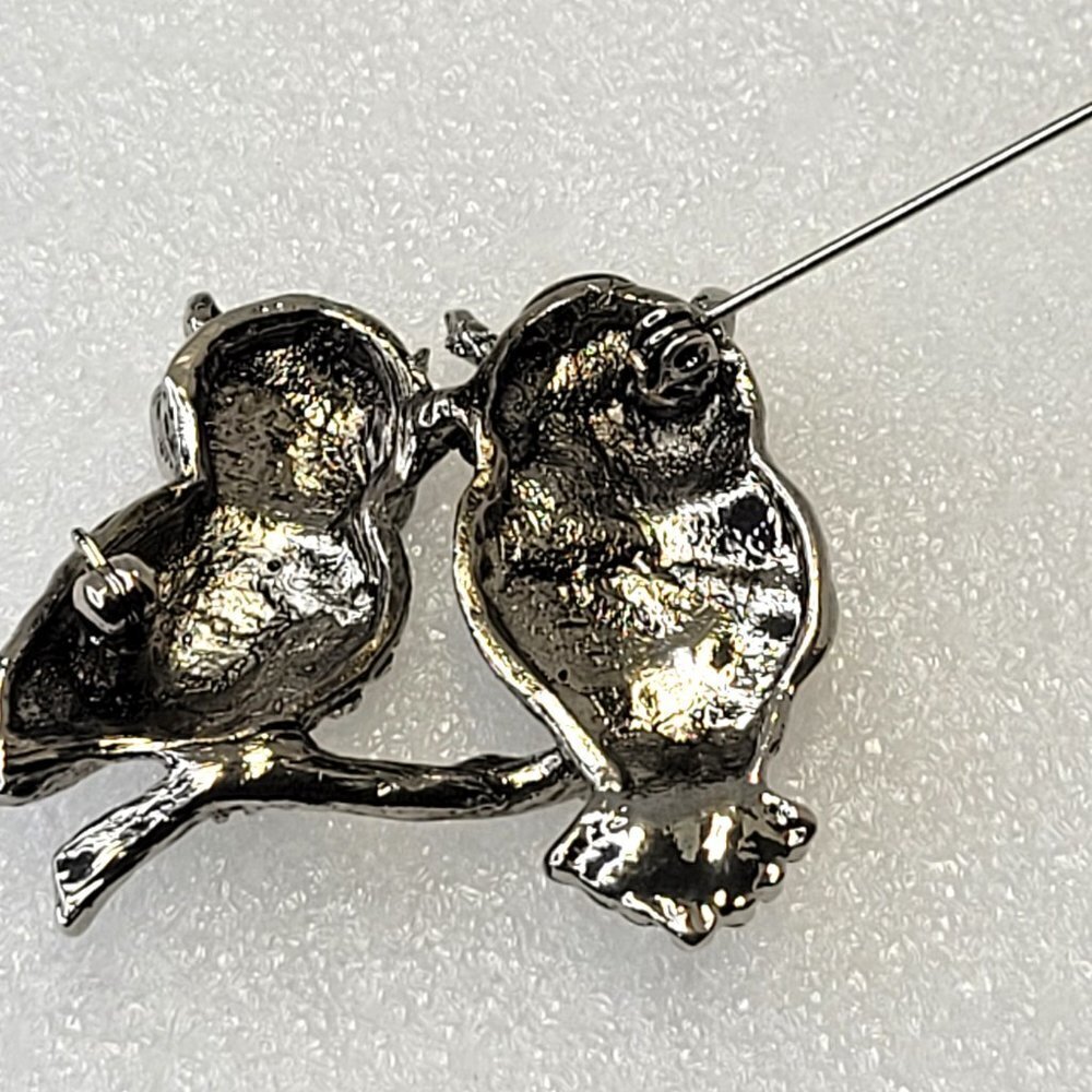 Two Owls Brooch Pin - Picture 5 of 11